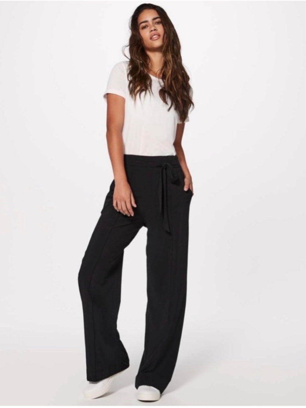 lululemon athletica Black Wide-Leg Tie-Waist Pants with Side Pockets